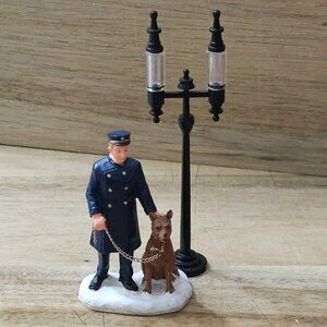 Lemax Officer and Friend figurine from Coventry Cove 2.25" polyresin lamp post